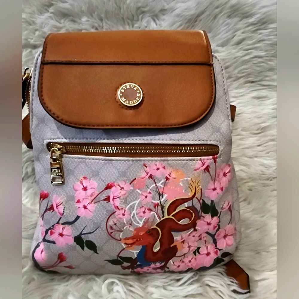 Steve Madden Small/Mini Backpack Dragon And Pink Cherry Blossoms